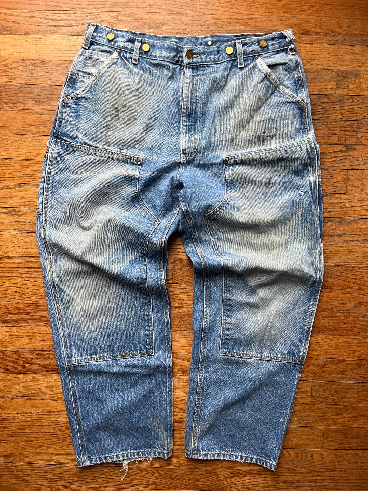 Faded Denim Carhartt Double Knee Pants - 37 x 30