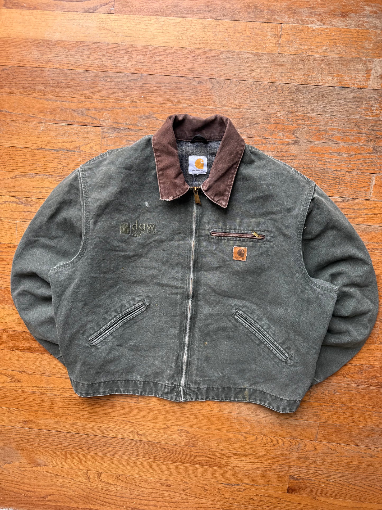 Faded Olive Green Carhartt Detroit Jacket - Large