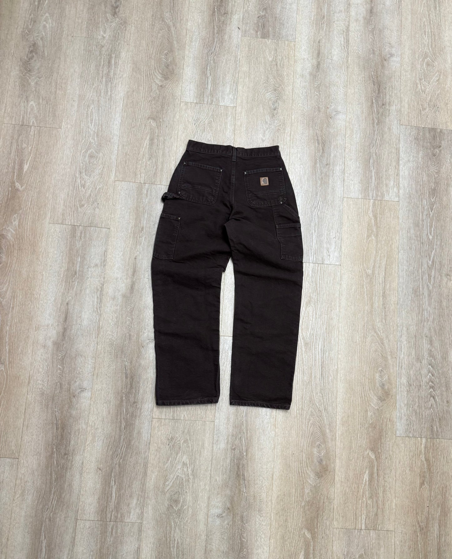 Faded Dark Brown Carhartt Double Knee Pants - 28 x 29.5