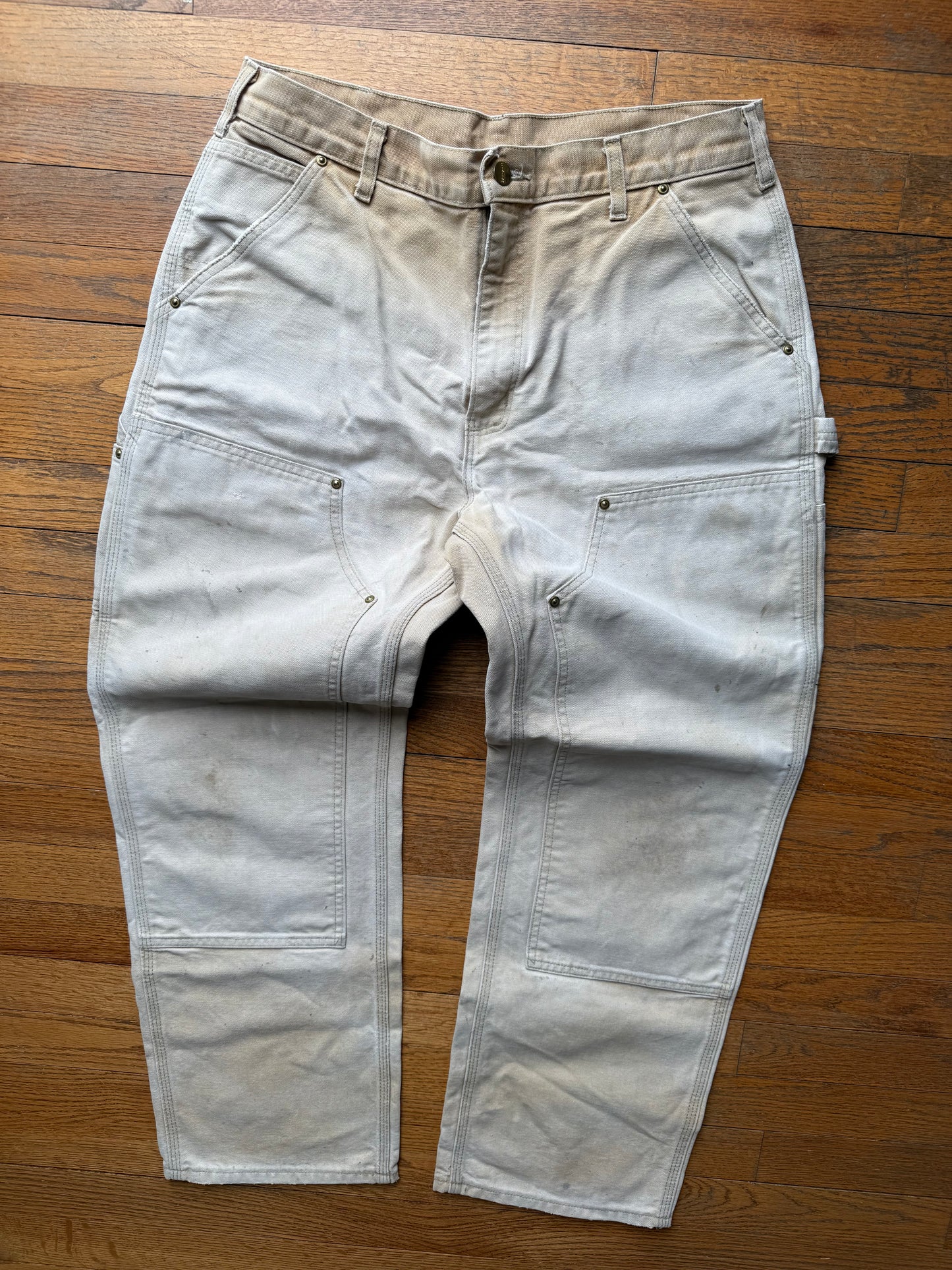 Faded Brown Carhartt Double Knee Pants - 32 x 28.5