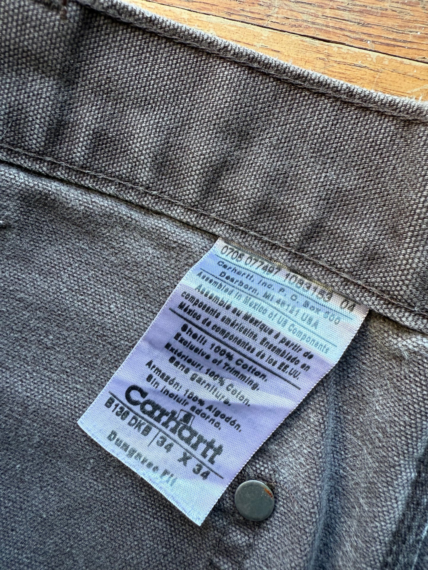 Faded Brown Carhartt Double Knee Pants - 33 x 32