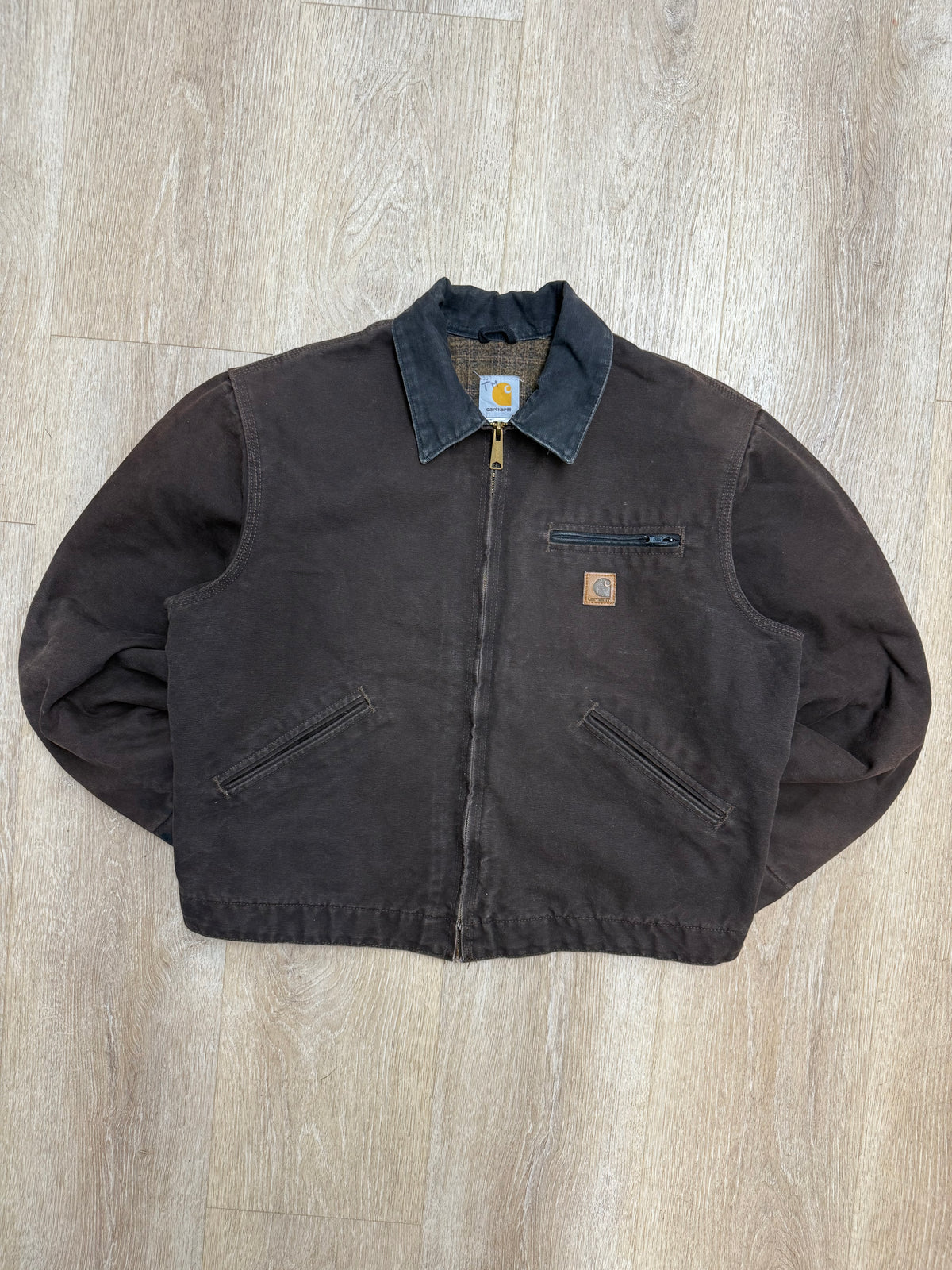 Faded Dark Brown Carhartt Detroit Jacket - Boxy Medium