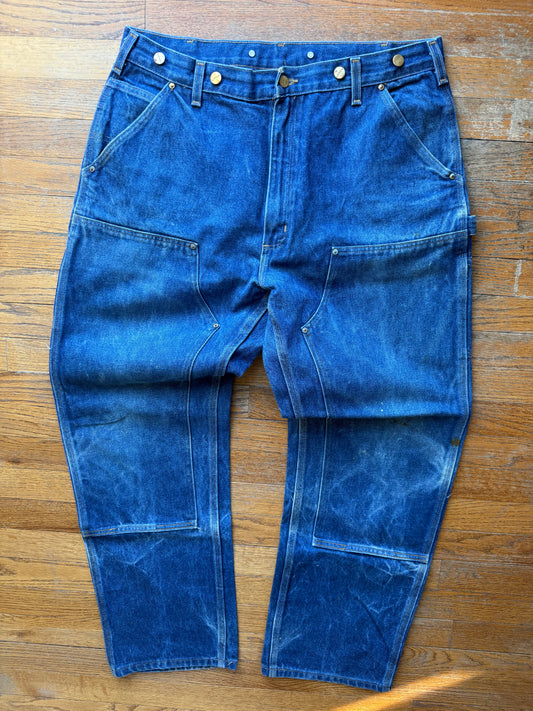 Faded Denim Carhartt Double Knee Pants - 36 x 31