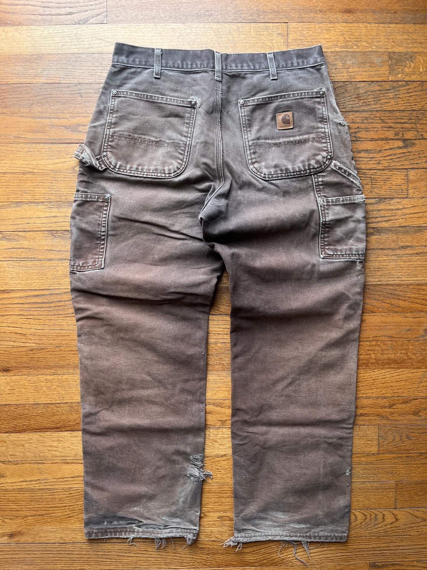 Faded Brown Carhartt Double Knee Pants - 32 x 29