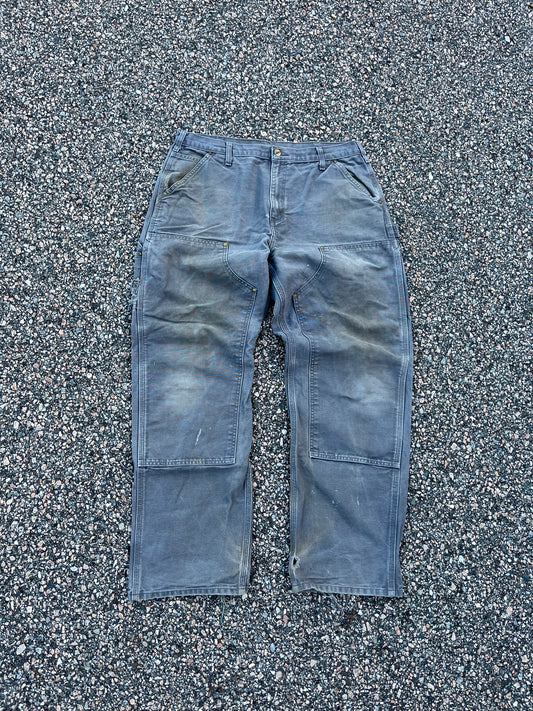 Faded Cement Grey Carhartt Double Knee Pants - 35 x 30