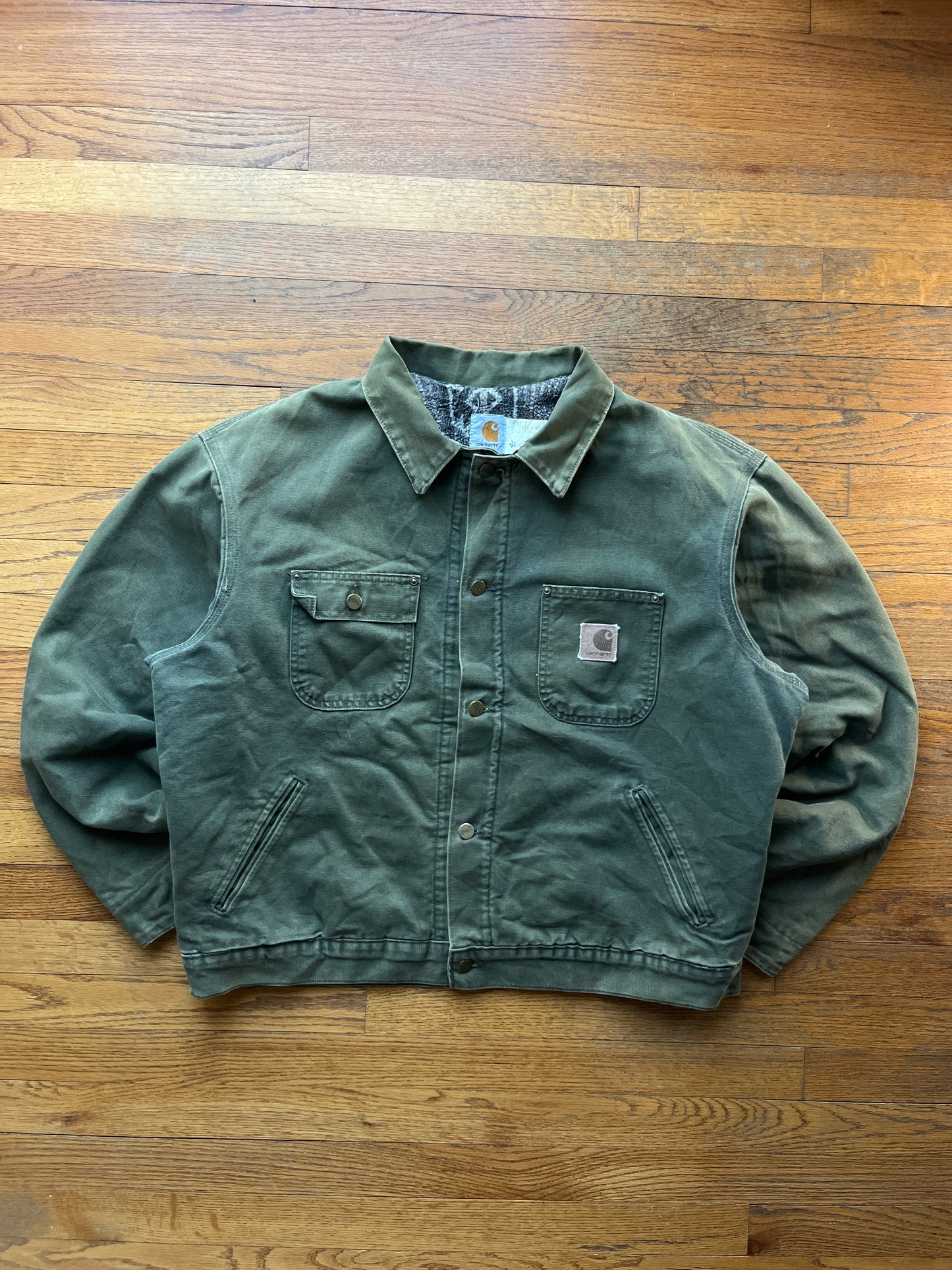 Faded Dark Olive Southwest Aztec Carhartt Chore Jacket - XL