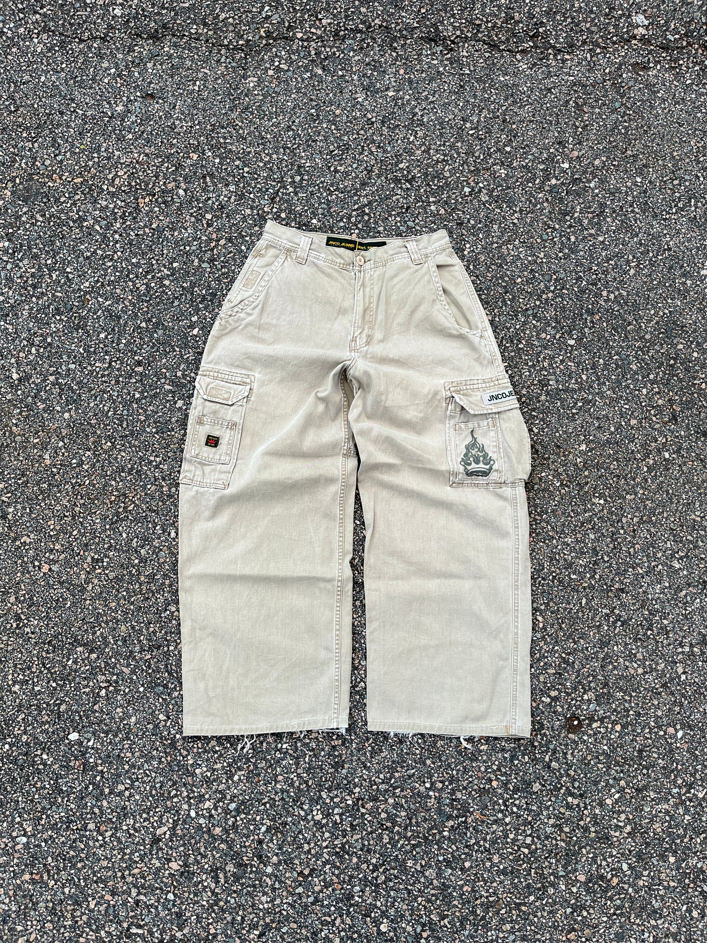 Faded JNCO Flame Cargo Wide Leg Pants - 30 x 28