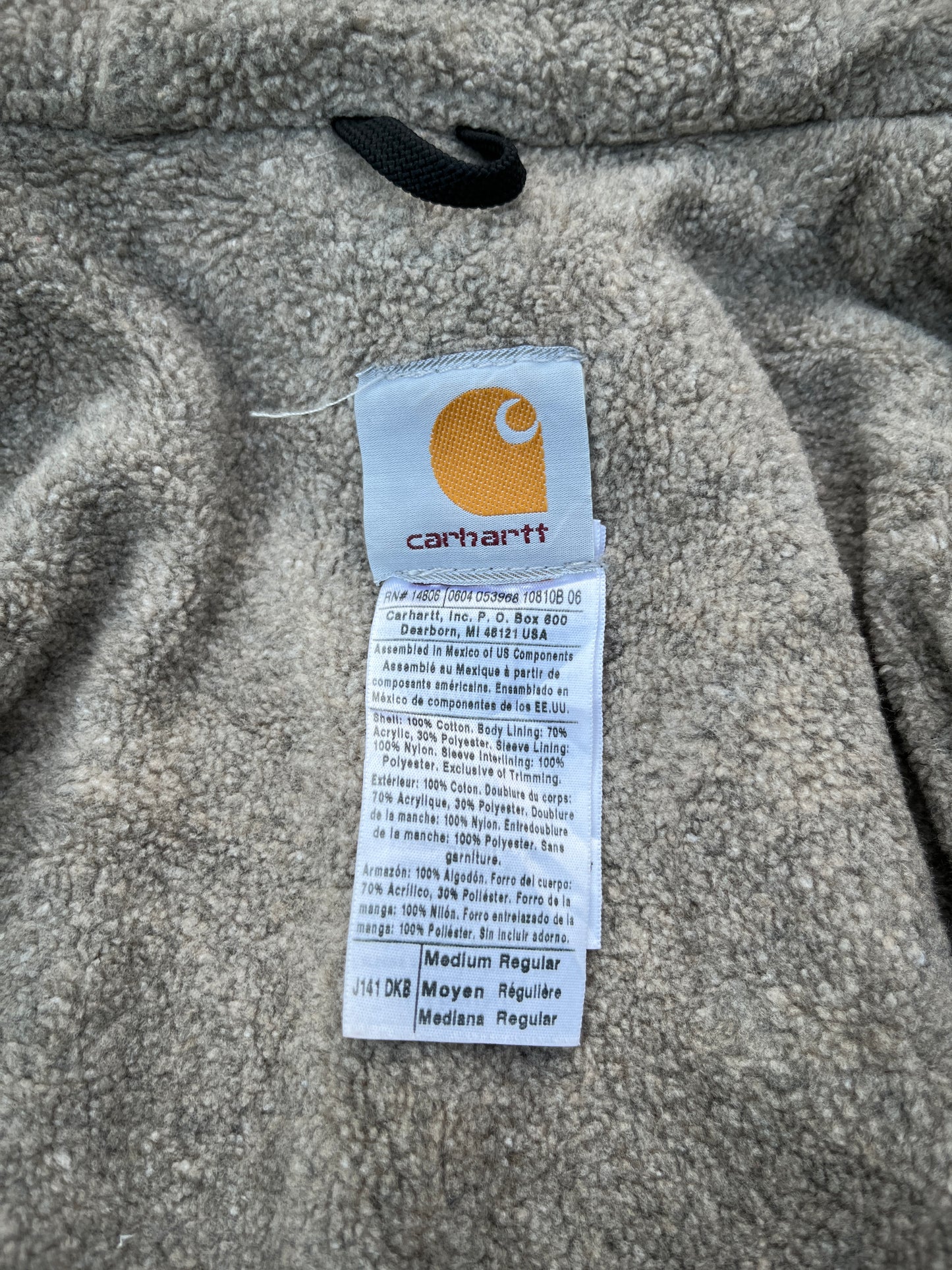 褪色深棕色 Carhartt Sherpa 衬里夹克 - 中号