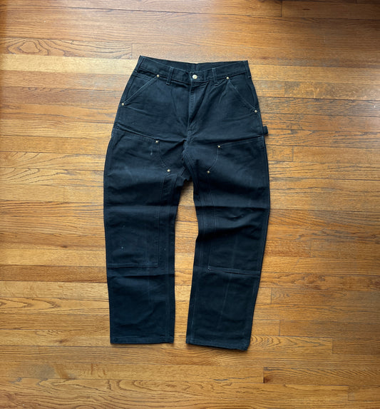 Faded Black Carhartt Double Knee Pants - 31 x 30