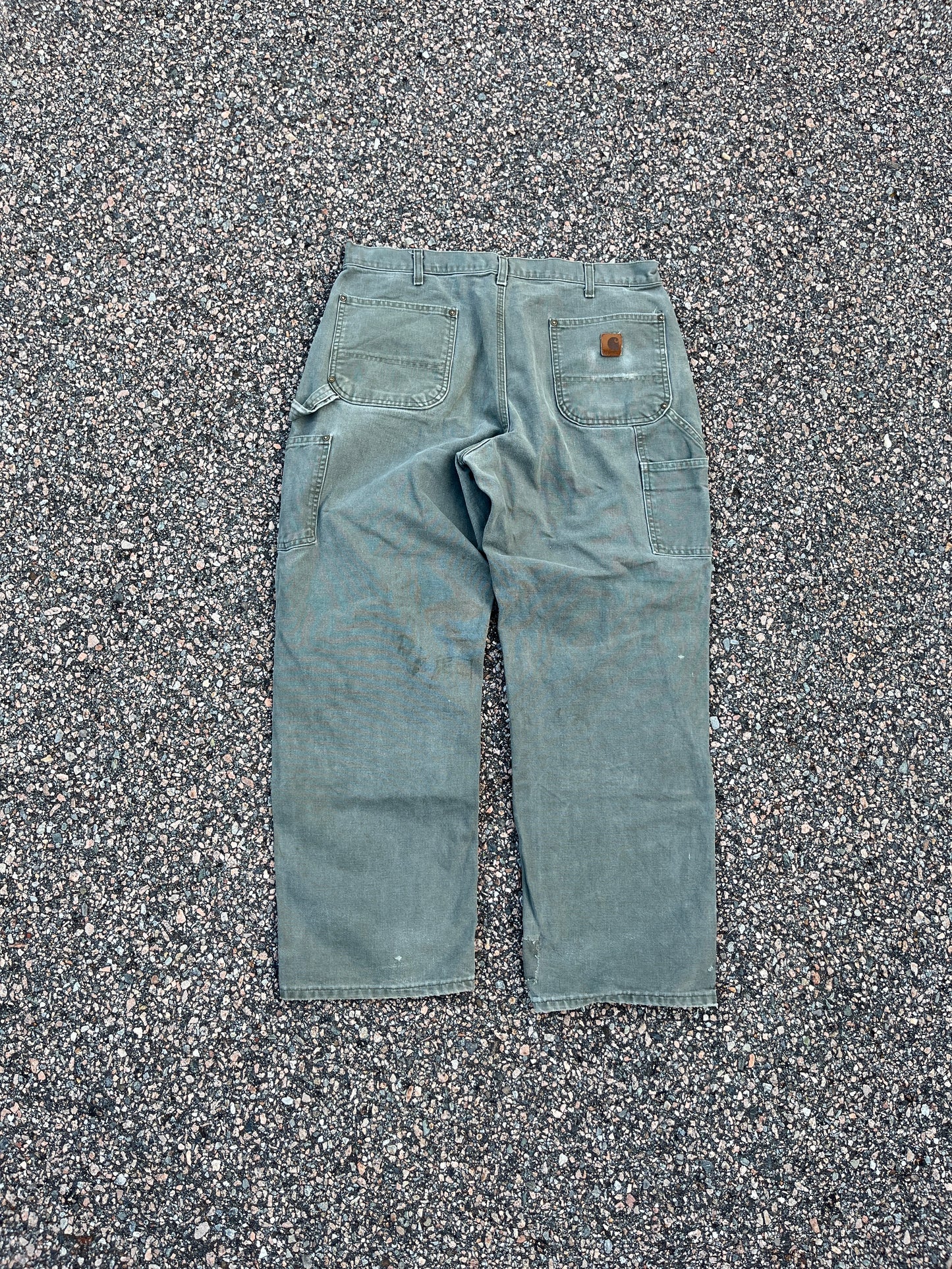 Faded Olive Green Carhartt Double Knee Pants - 36 x 29