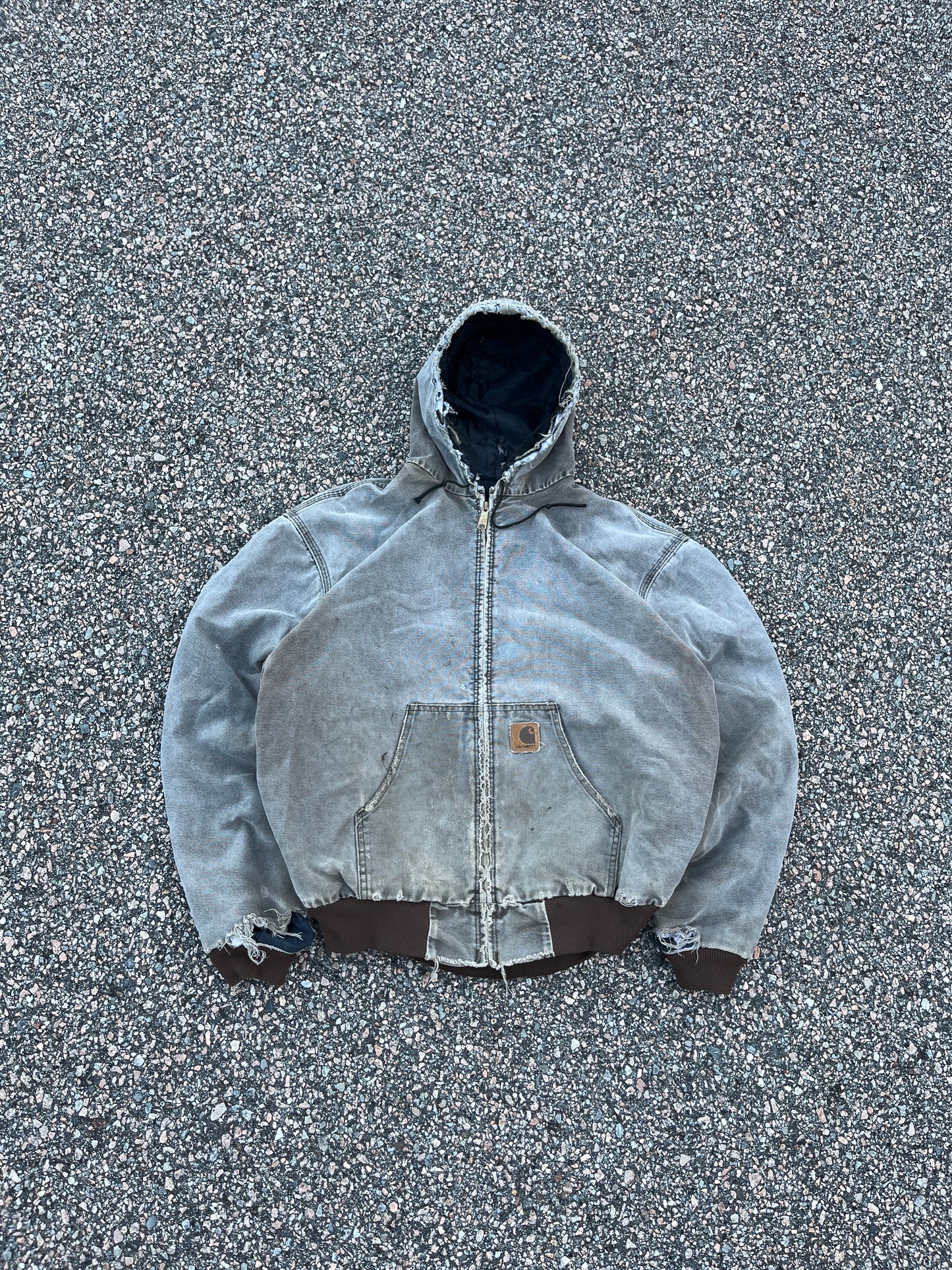 Faded and Distressed Brown Carhartt Active Jacket - Boxy L-XL
