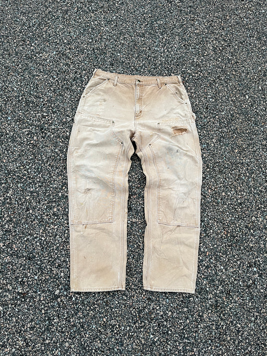 Faded Tan Carhartt Double Knee Pants - 36 x 32