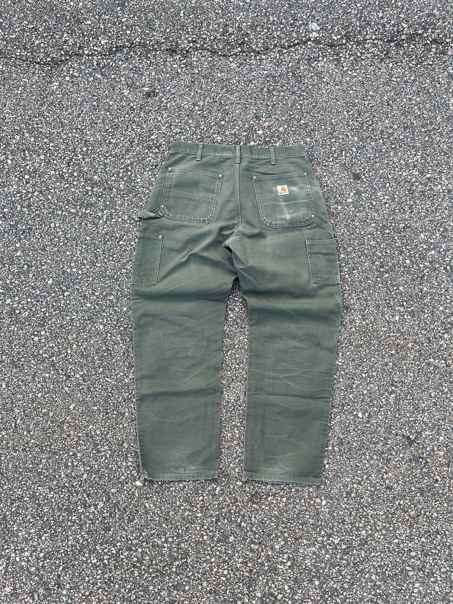 褪色橄榄绿色 Carhartt 双膝裤 - 33 x 29