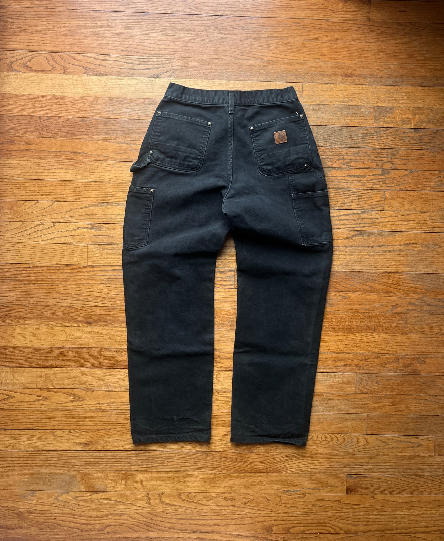 Faded Black Carhartt Double Knee Pants - 28 x 29