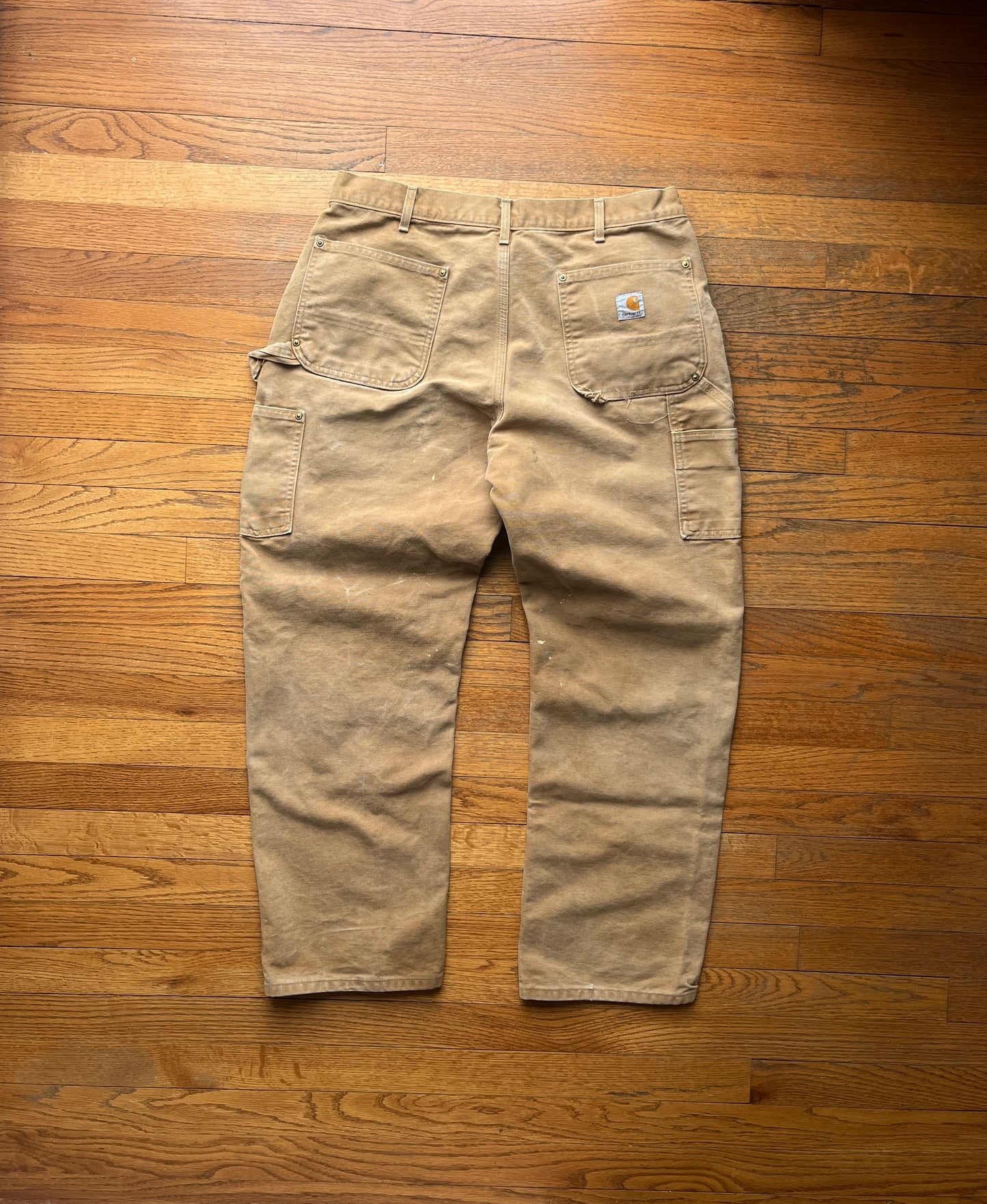 Faded Brown Carhartt Double Knee Pants - 33 x 29