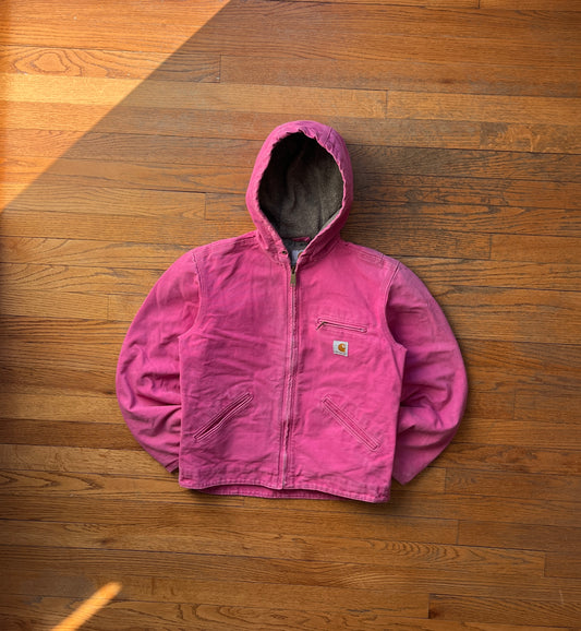 Faded Pink Carhartt Sherpa Lined Jacket - XS