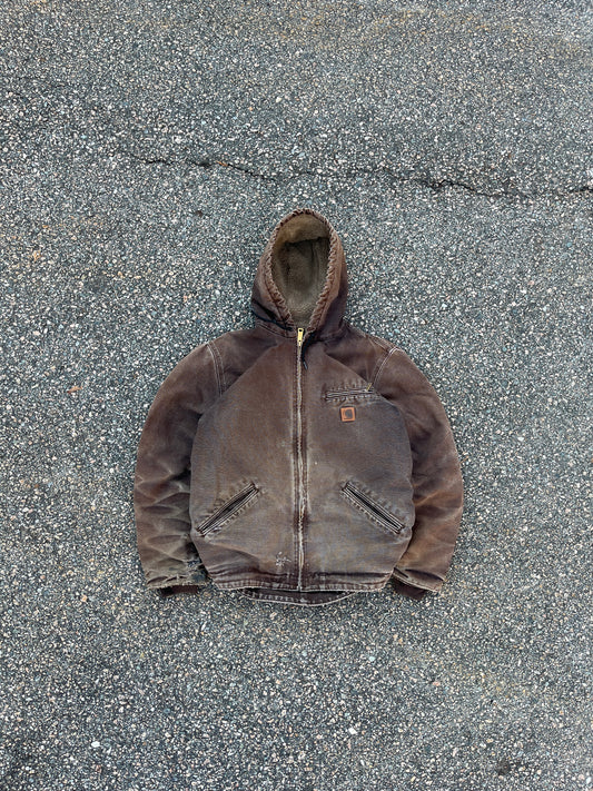 Faded Brown Carhartt Sherpa Lined Jacket - Medium