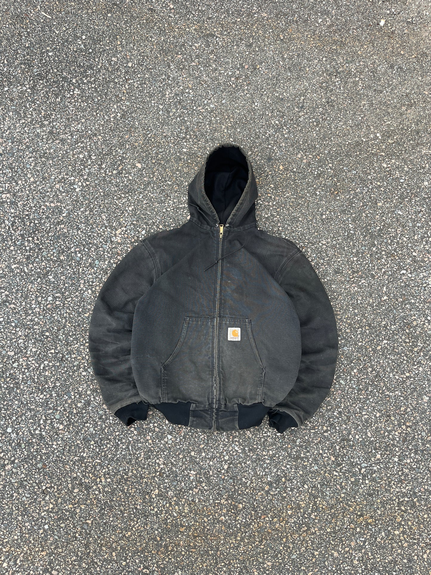 Faded n Distressed Black Carhartt Active Jacket - Medium