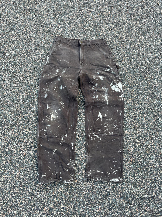 Faded n Painted Brown Carhartt Double Knee Pants - 32 x 30.5