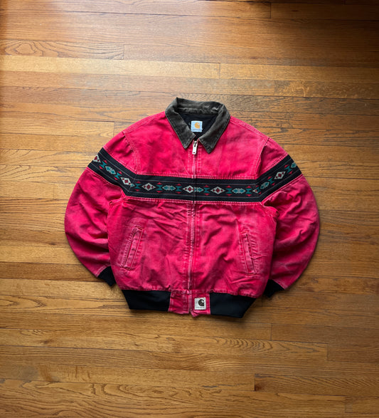 褪色红色 Southwest Aztec Carhartt Santa Fe 夹克 - 适合 ML