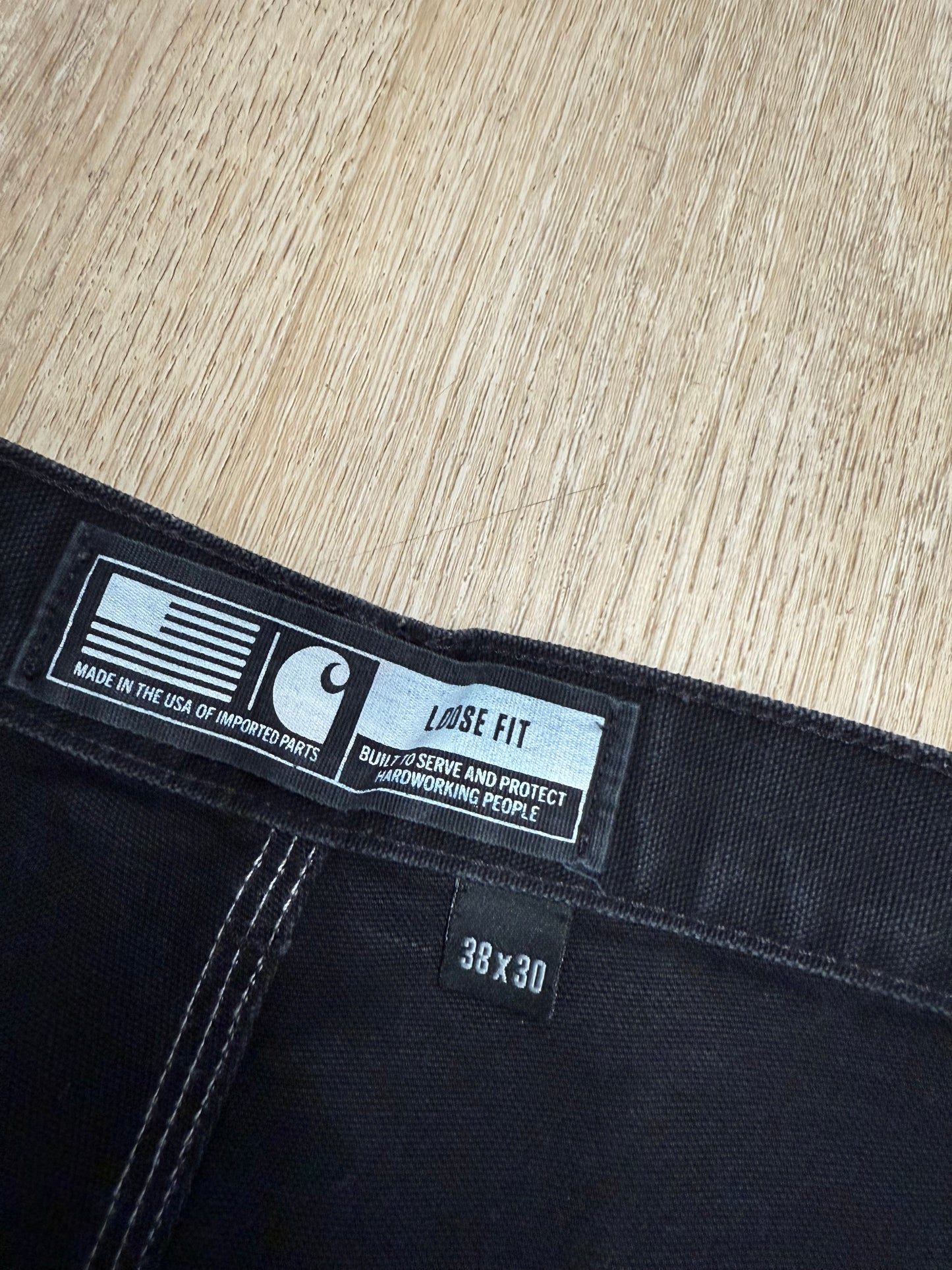 Faded Black Carhartt Double Knee Pants - 37 x 29