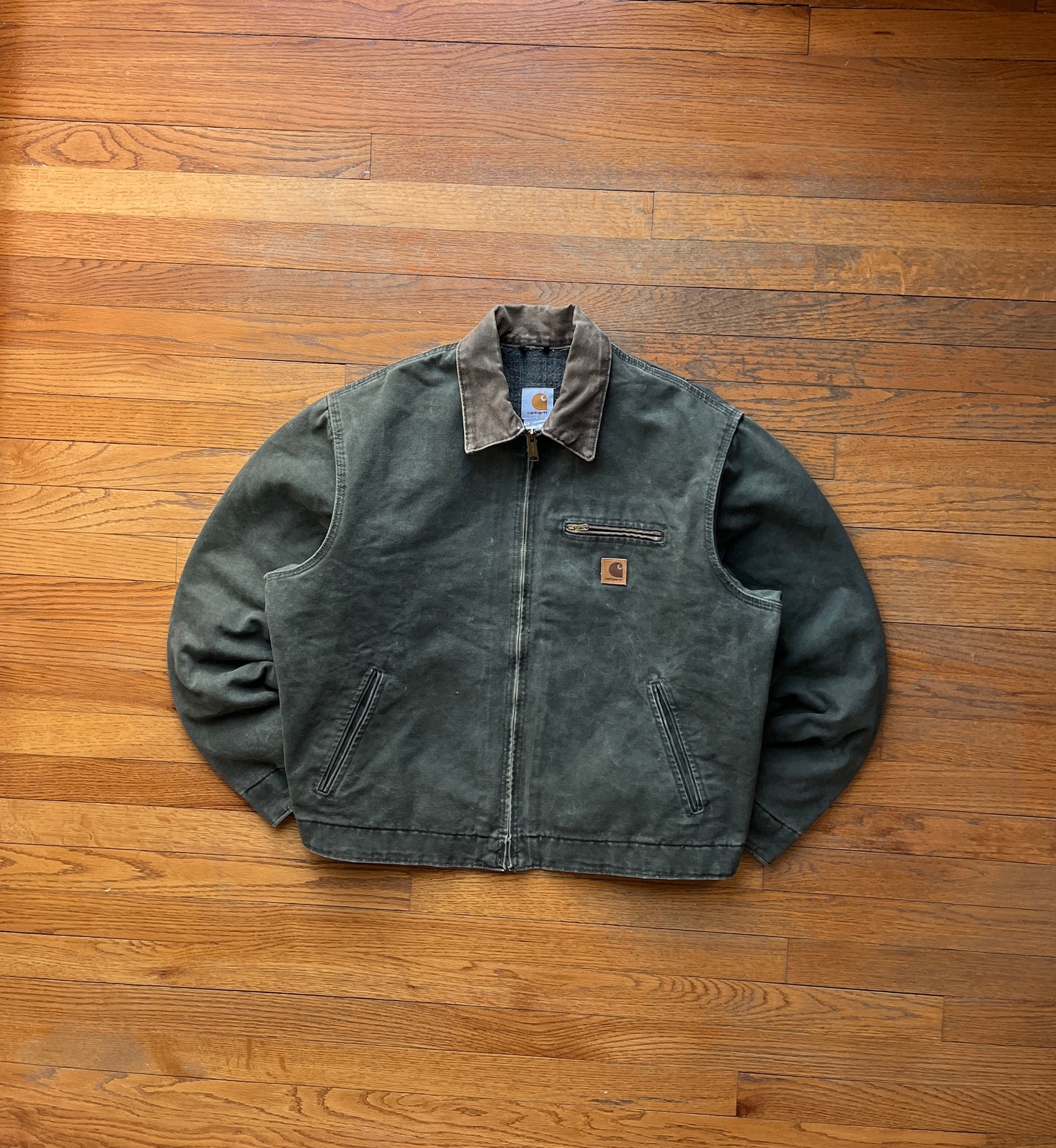 Faded Olive Green Carhartt Detroit Jacket - Large