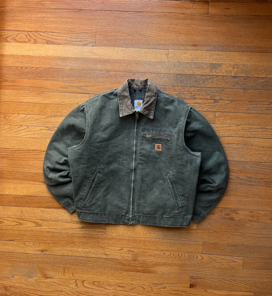 Faded Olive Green Carhartt Detroit Jacket - Large