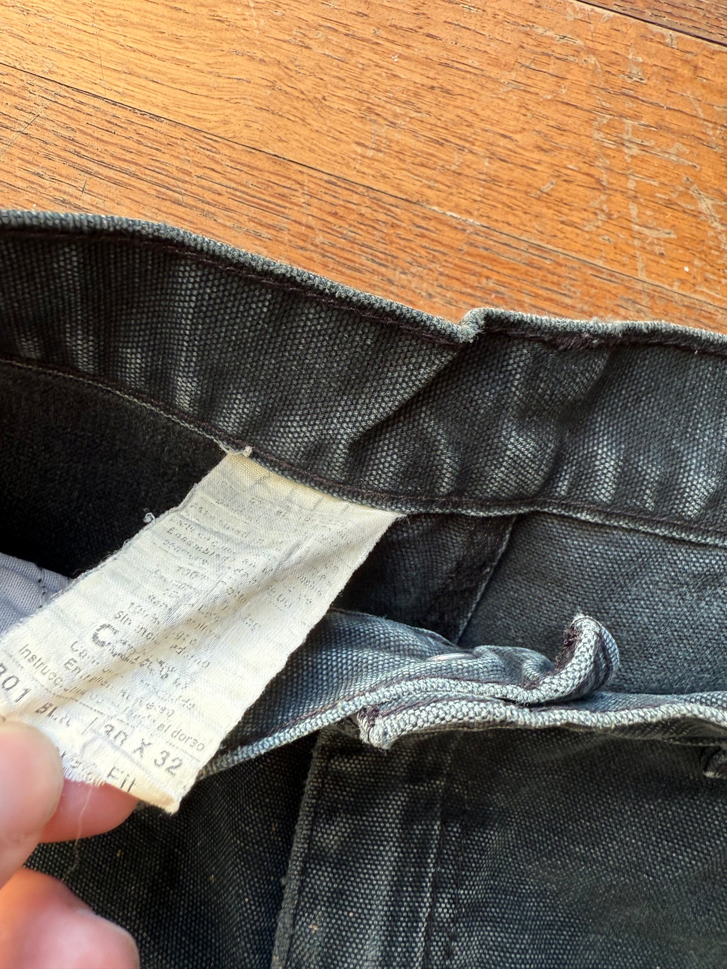 Faded Black Carhartt Double Knee Pants - 28 x 30