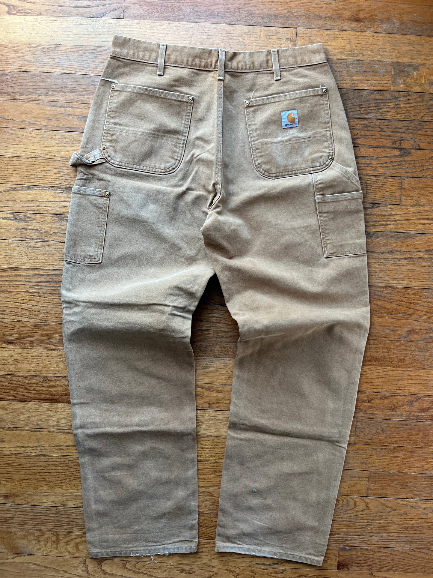 Faded Brown Carhartt Double Knee Pants - 33 x 32