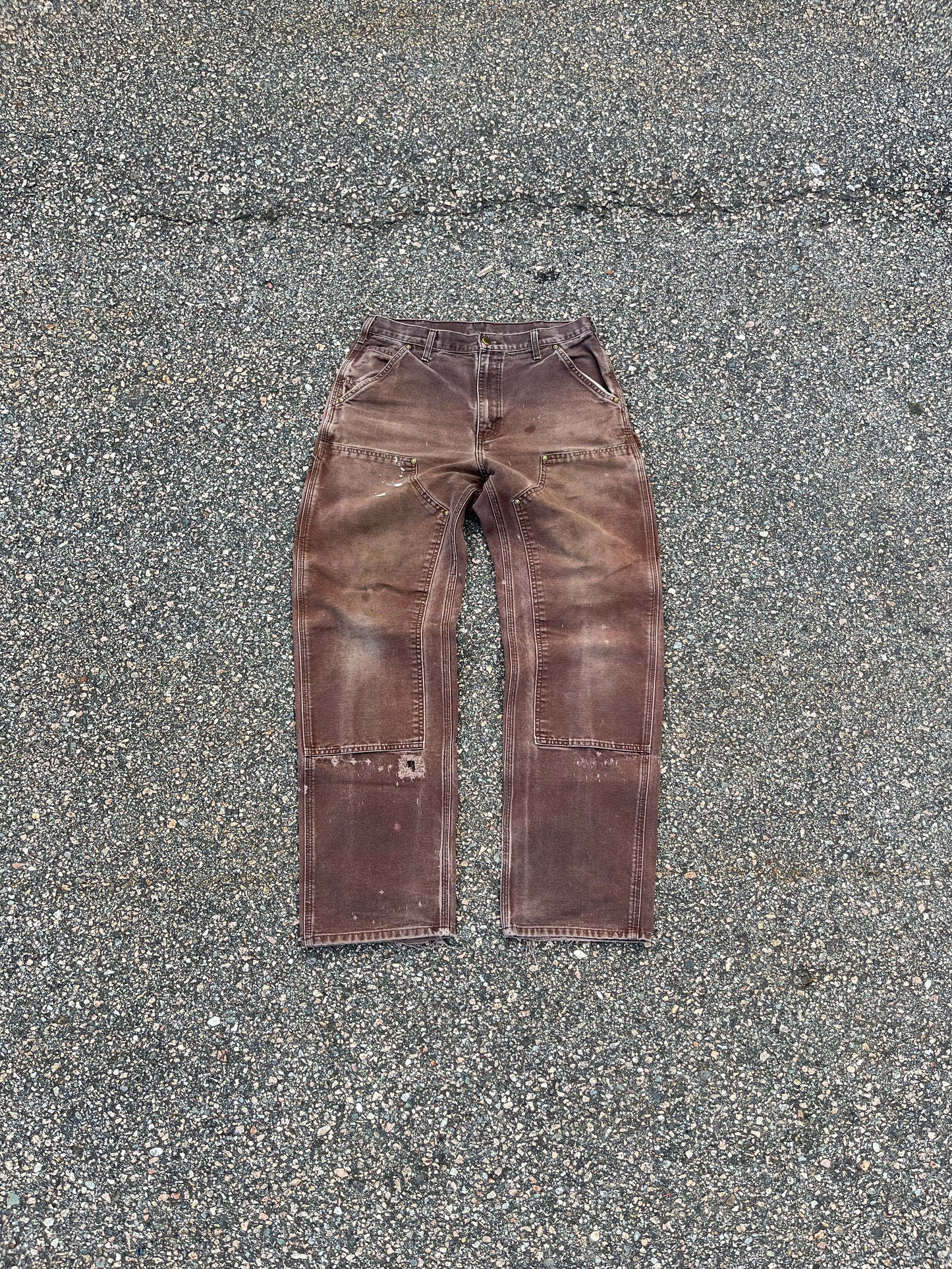 Faded Brown Carhartt Double Knee Pants - 32 x 32