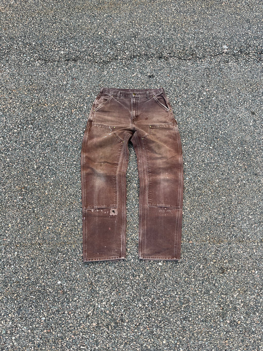 Faded Brown Carhartt Double Knee Pants - 32 x 32