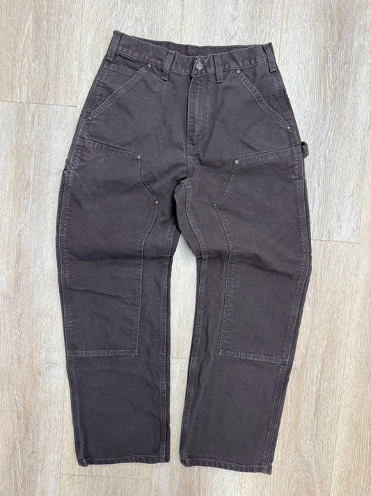 Faded Dark Brown Carhartt Double Knee Pants - 28 x 29.5