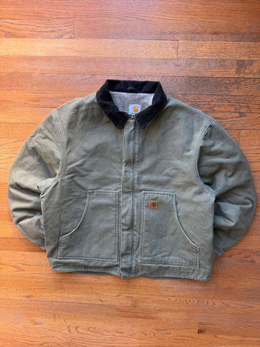 Faded Olive Green Carhartt Sherpa Lined Arctic Jacket - XL