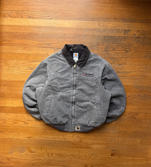 Faded Cement Grey Carhartt Santa Fe Jacket - Large