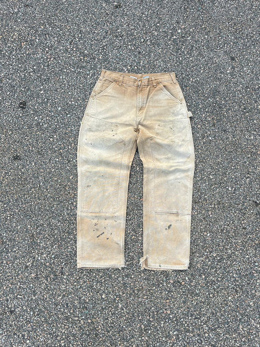 Faded Tan Carhartt Double Knee Pants - 31 x 30.5