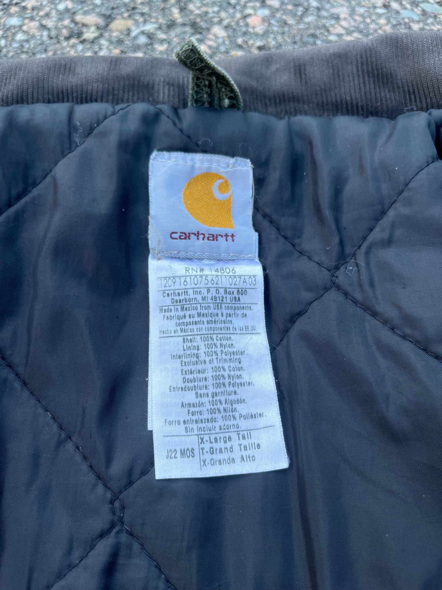 褪色橄榄绿色 Carhartt 北极夹克 - L-XL 高腰