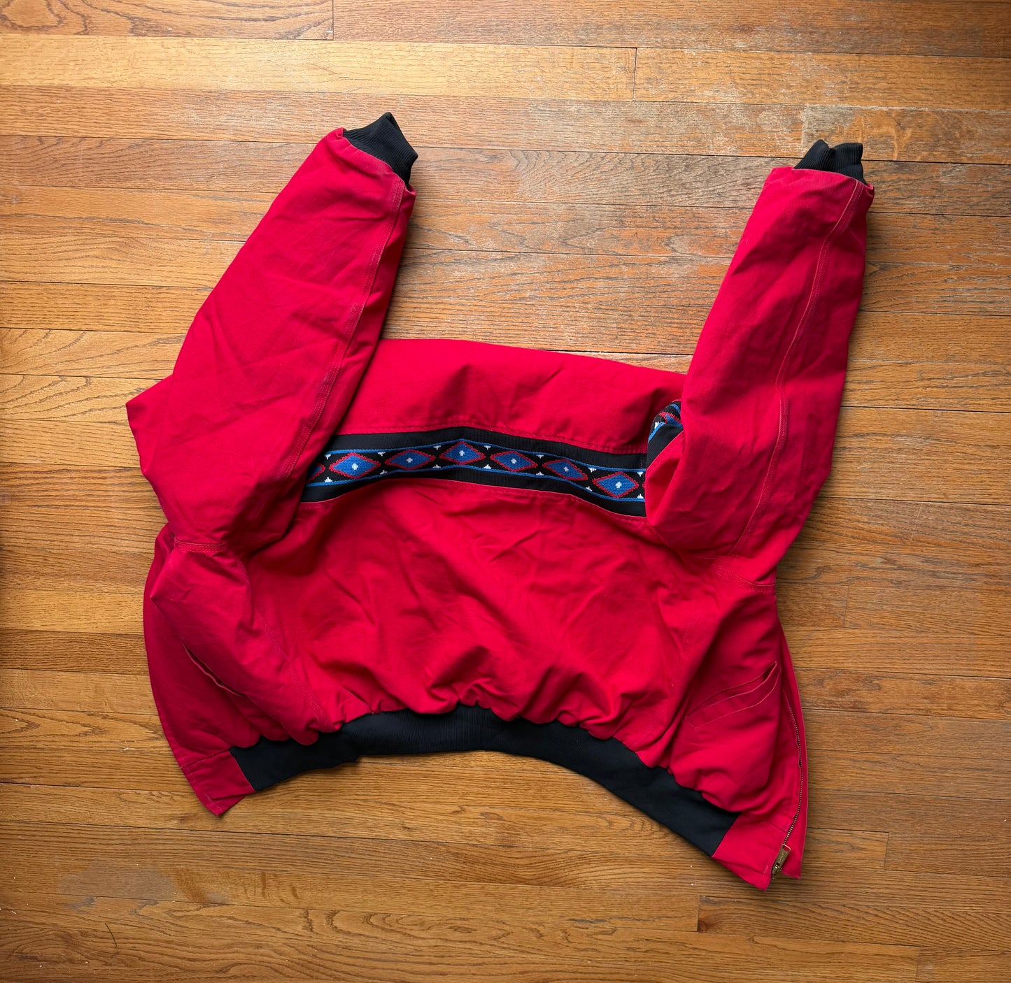 Faded Strawberry Red Southwest Aztec Carhartt Santa Fe Jacket - Large