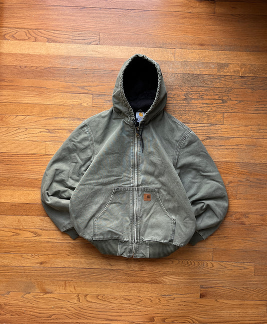 褪色橄榄绿色 Carhartt 运动夹克 - 中号