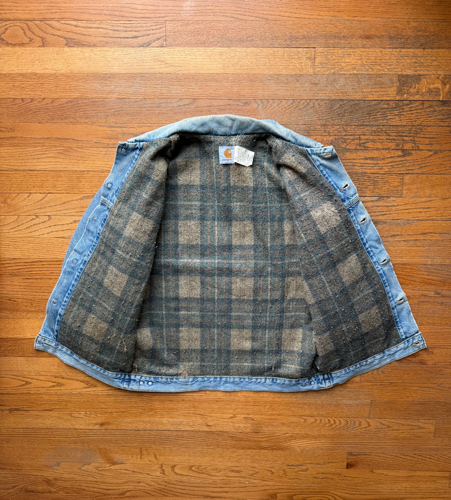 Faded Denim Carhartt Trucker Jacket Rare Liner - Large