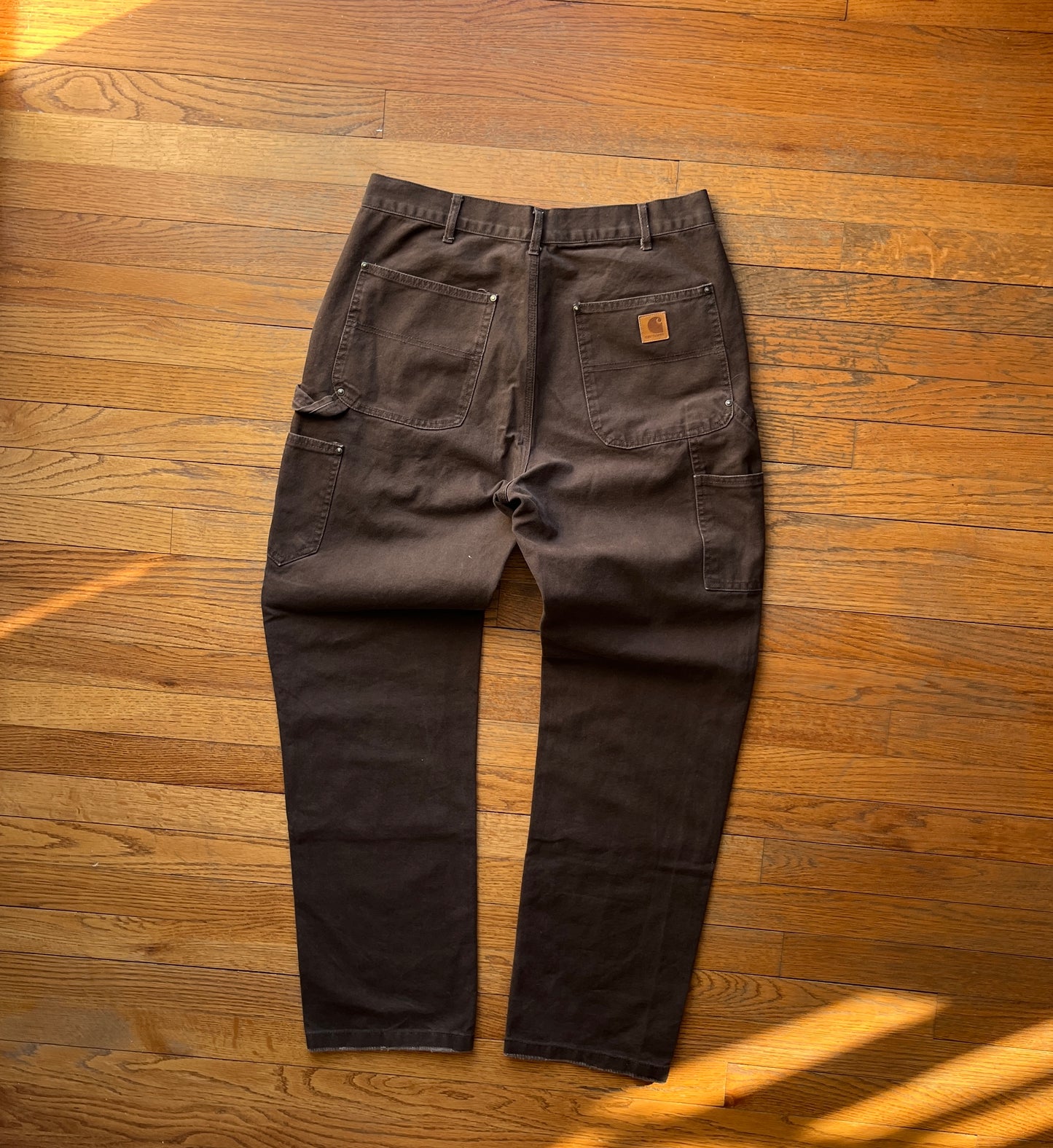 Faded Dark Brown Carhartt Double Knee Pants - 32 x 31