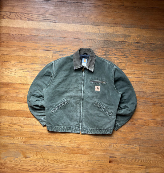 Faded Olive Green Carhartt Detroit Jacket - Large