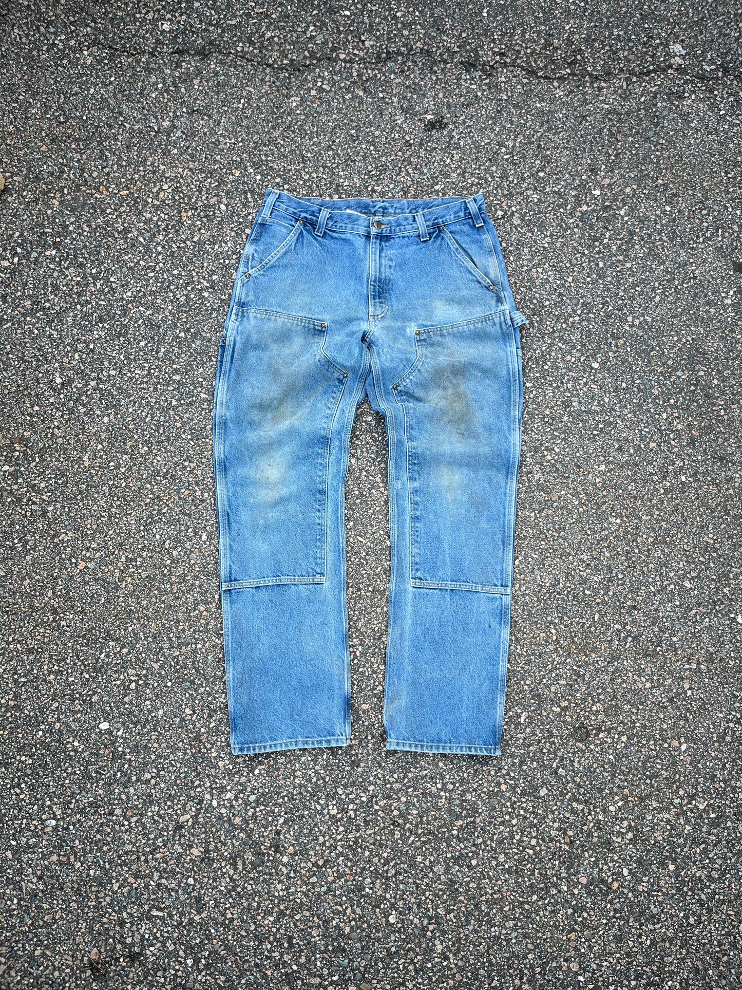 Faded Denim Carhartt Double Knee Pants - 36 x 33.5