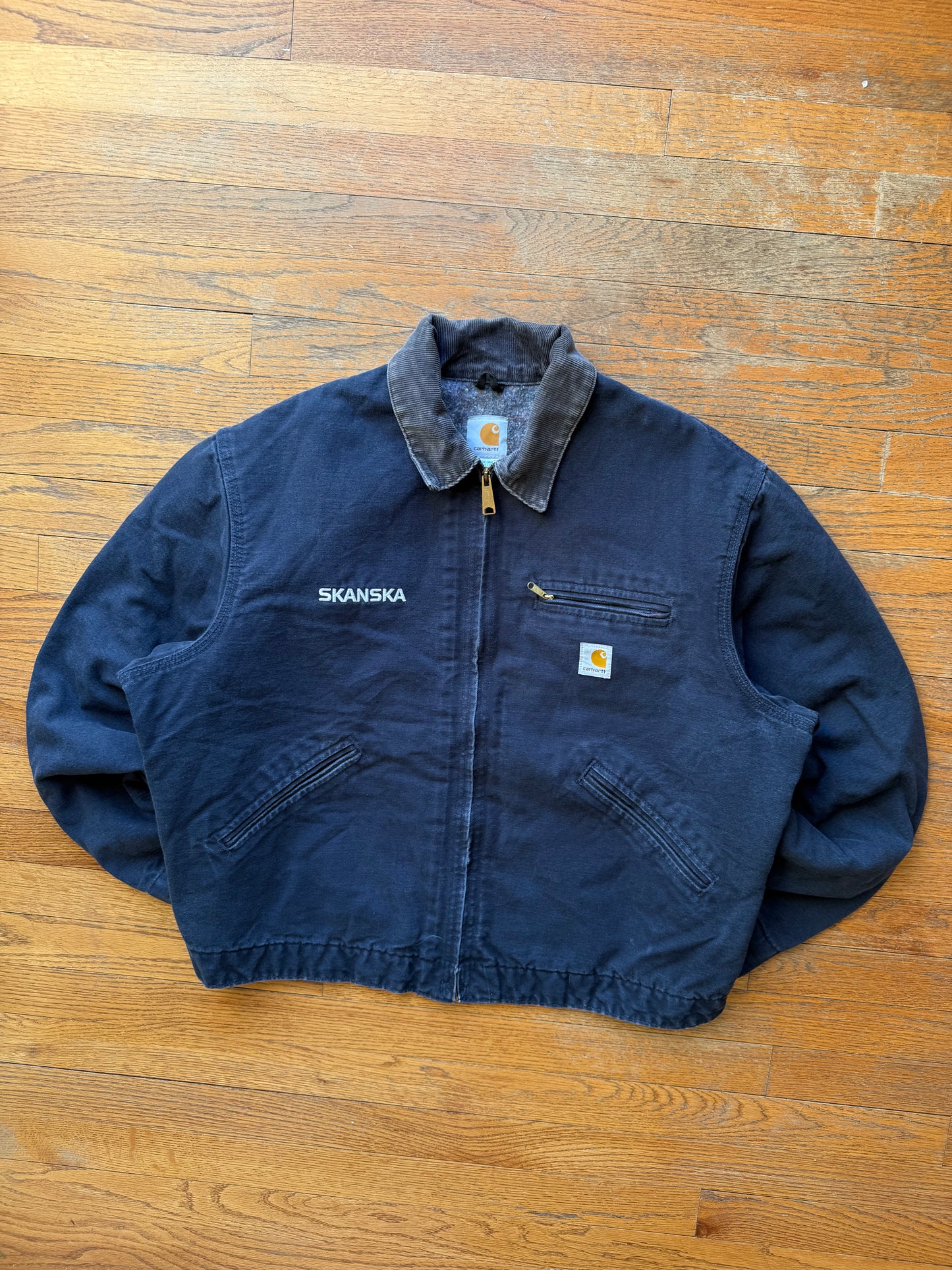 Faded Navy Blue Carhartt Detroit Jacket - Large