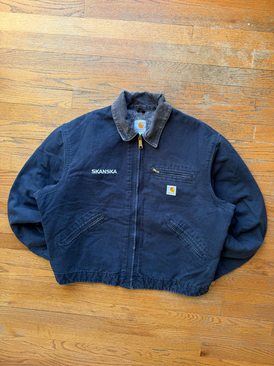 Faded Navy Blue Carhartt Detroit Jacket - Large