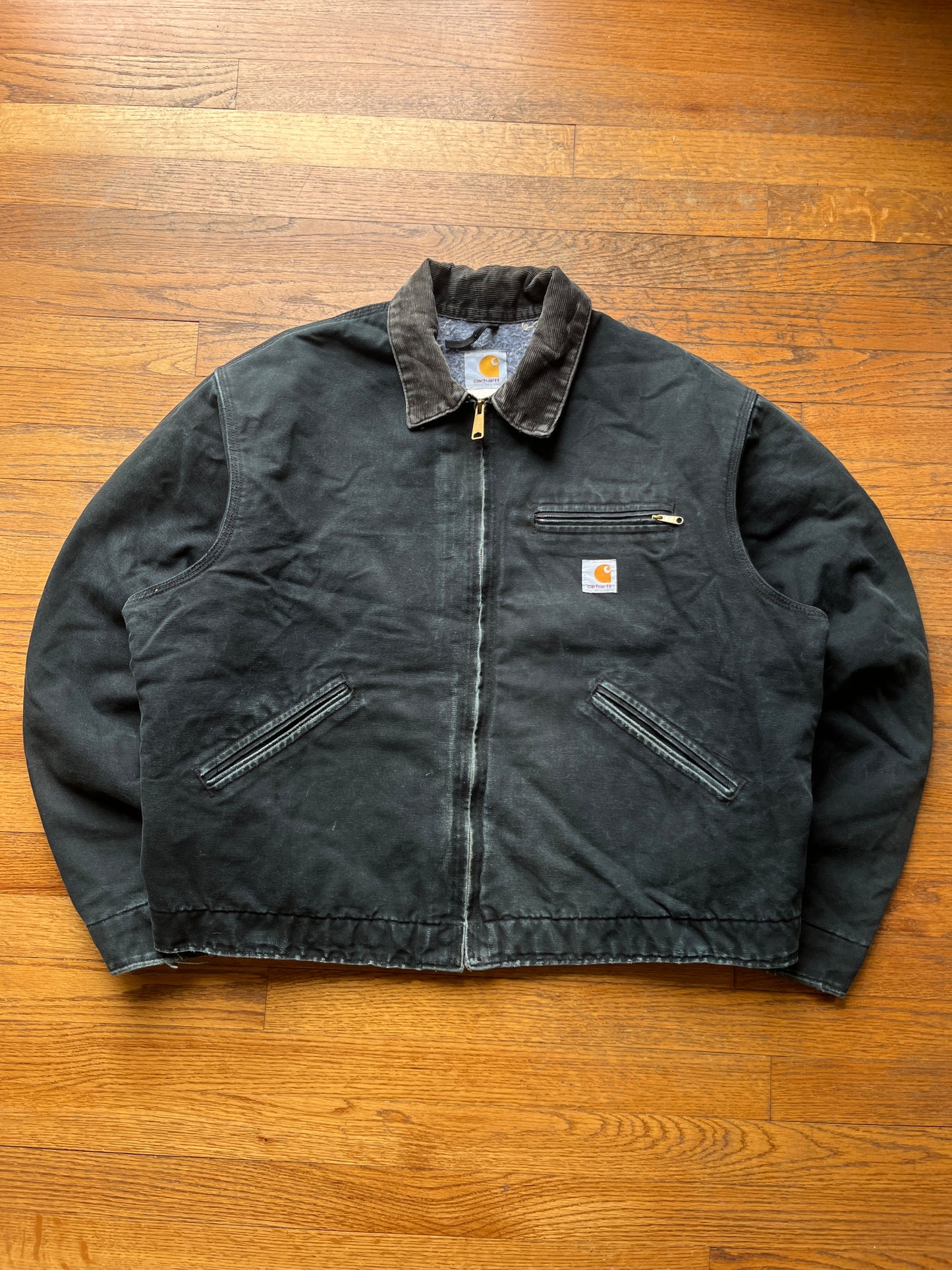 褪色黑色 Carhartt Detroit 夹克 - 宽松 L-XL