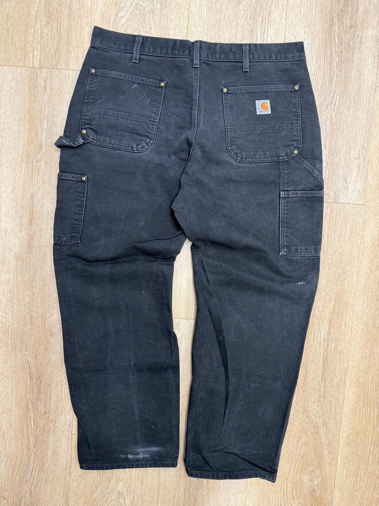 Faded Black Carhartt Double Knee Pants - 37 x 29