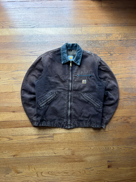 Faded Dark Brown Carhartt Detroit Jacket - Medium