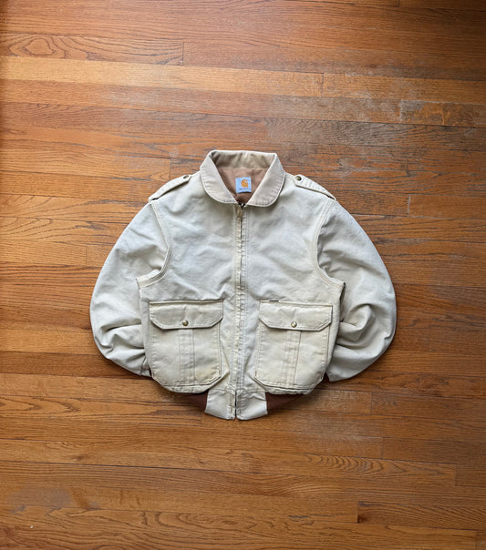 Faded Brown Carhartt A-2 Bomber Jacket - Small