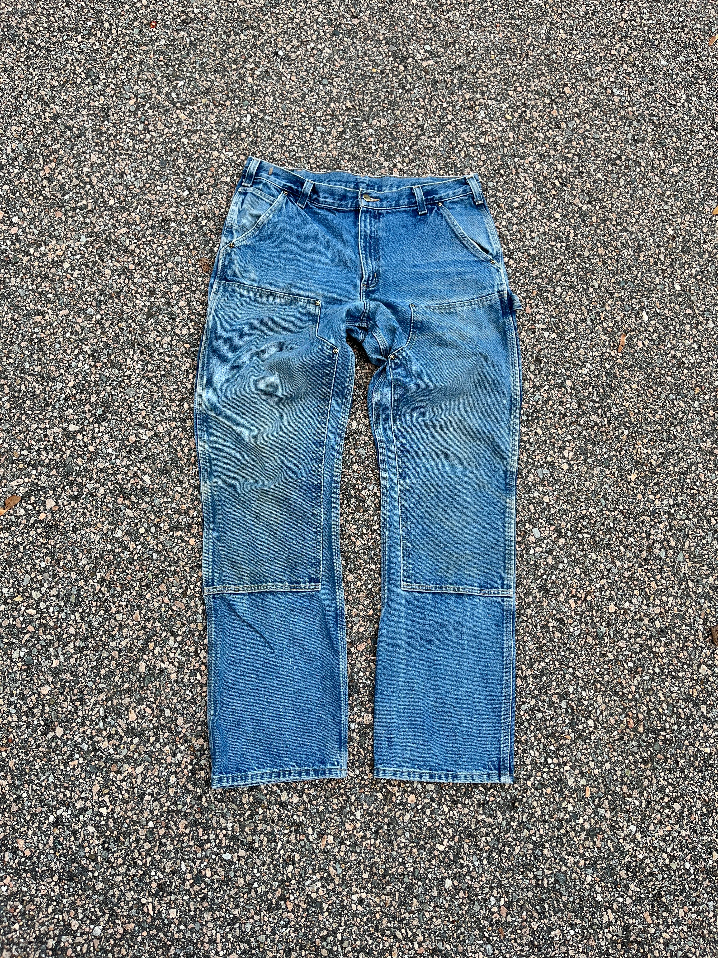 Faded Denim Carhartt Double Knee Pants - 36 x 33