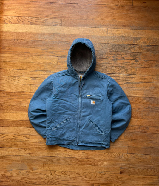 Faded Sky Blue Carhartt Sherpa Lined Jacket - Small